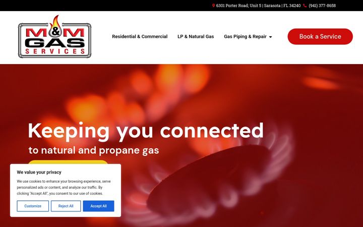 Screenshot of mandmgasservices.com