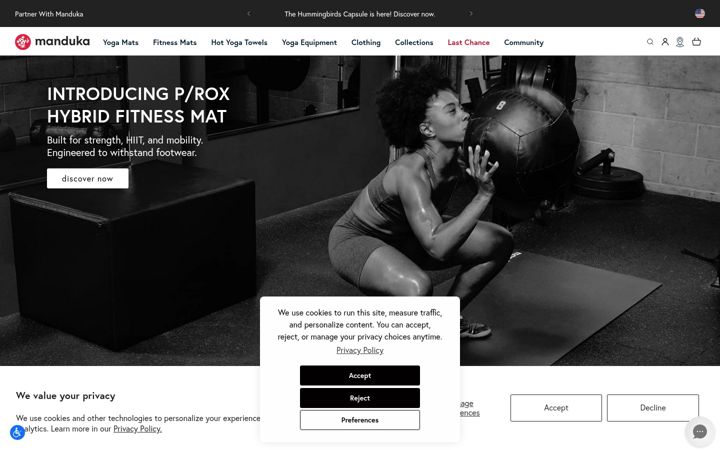 Screenshot of manduka.com