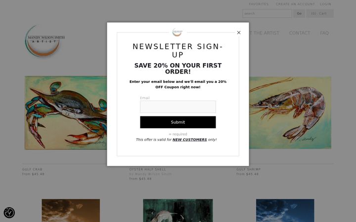Screenshot of mandywilsonsmithart.com