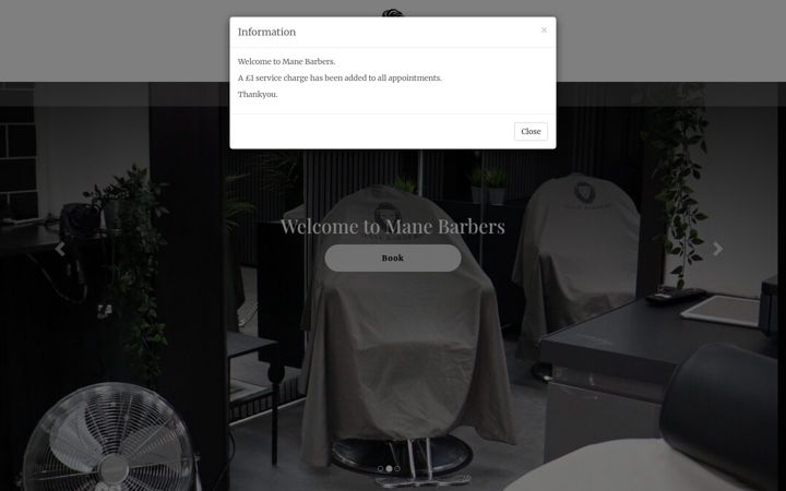 Screenshot of manebarbers.com