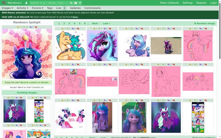 Screenshot of manebooru.art