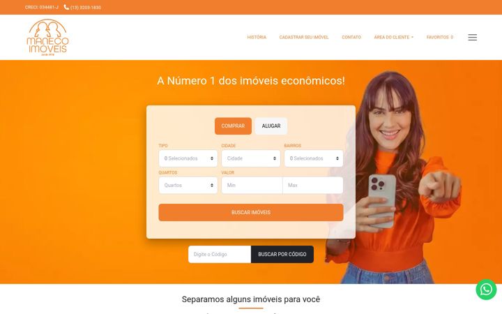 Screenshot of manecoimoveis.com.br