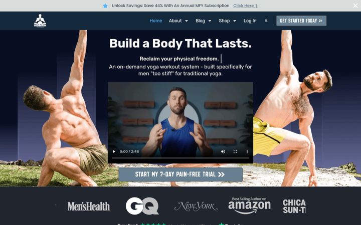 Screenshot of manflowyoga.com