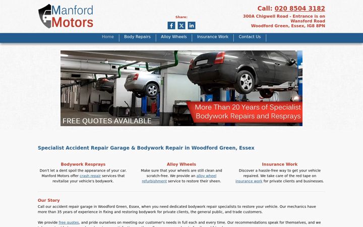 Screenshot of manfordmotors.co.uk