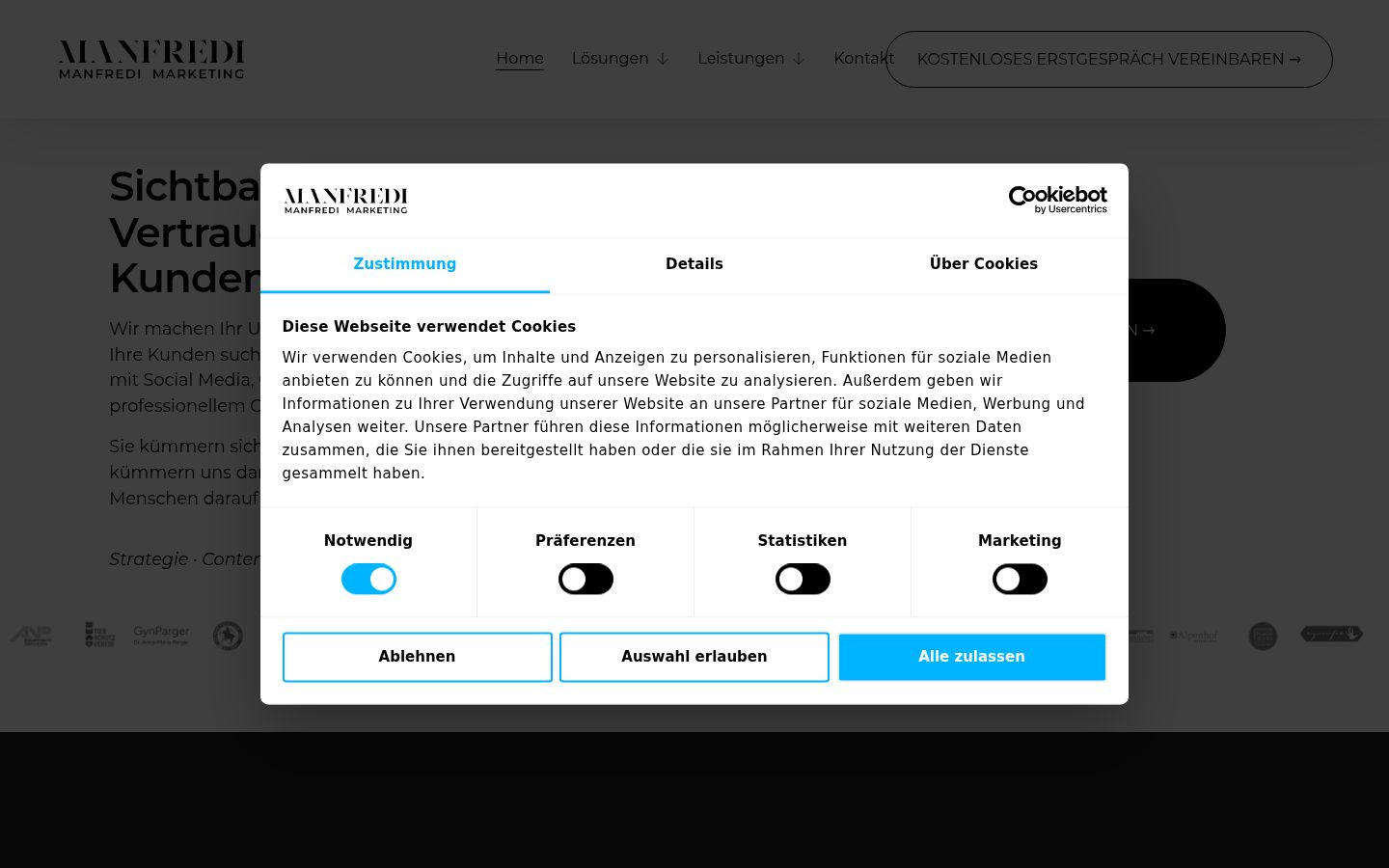 Screenshot of the consent banner shown before any interaction