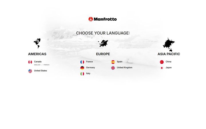Screenshot of manfrotto.com