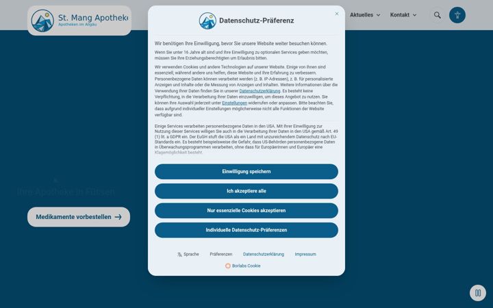 Screenshot of mang-apotheke.de