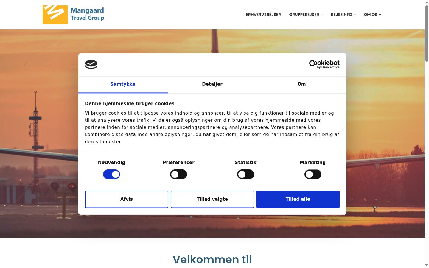 Screenshot of the consent banner shown before any interaction