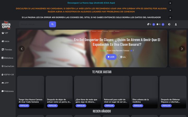 Screenshot of mangacrab.org