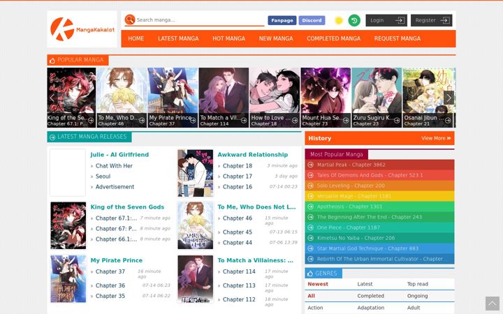 Screenshot of mangakakalot.art