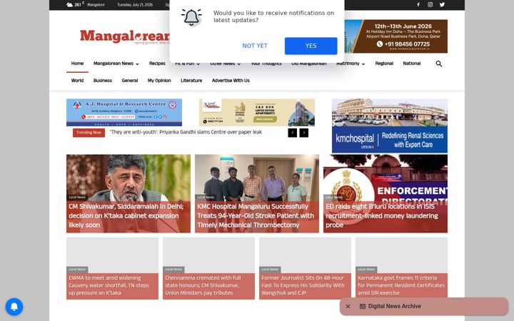 Skjermbilde av mangalorean.com