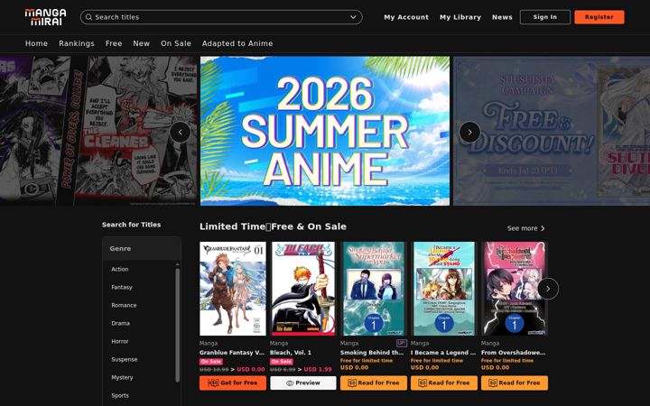 Screenshot of mangamirai.com