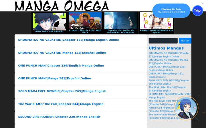 Екранна снимка на mangaomega.com