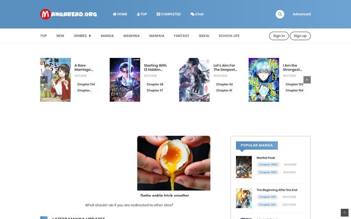 Screenshot di mangaread.org
