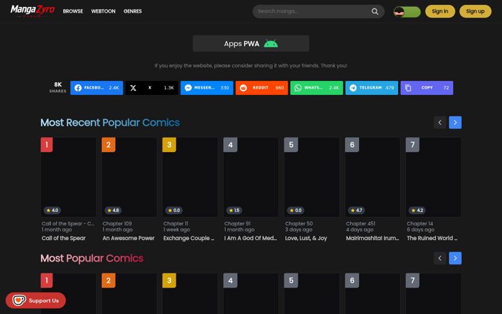 Screenshot of mangazyro.com