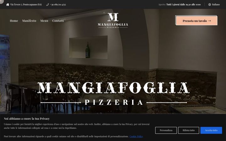 Screenshot of mangiafogliapizzeria.it