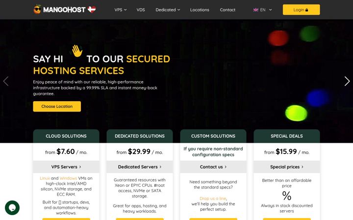 Ekrano kopija mangohost.net