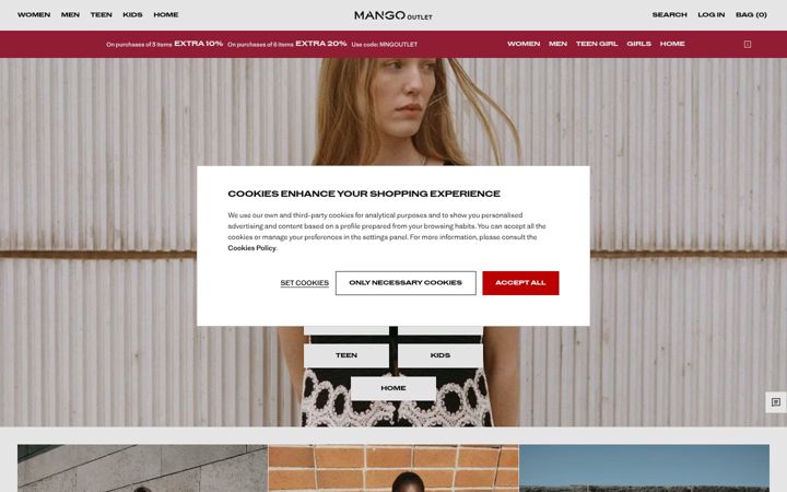 Skjámynd af mangooutlet.com