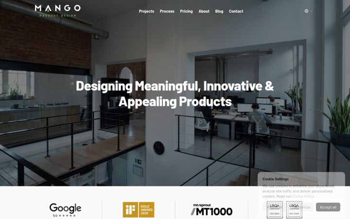 Screenshot of mangoproductdesign.com