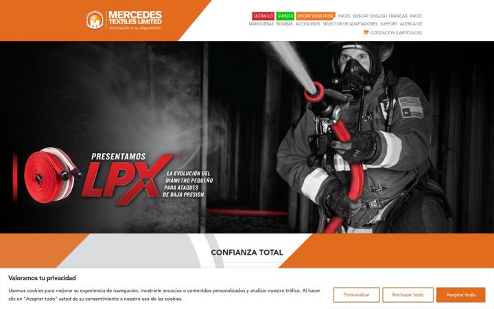 Screenshot of mangueracontraincendios.com