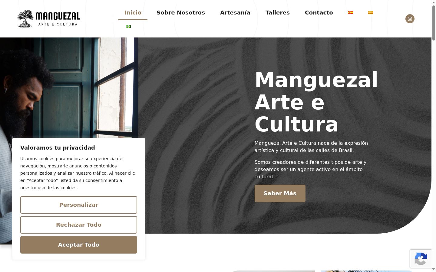 Captura de pantalla del banner de consentimiento mostrado antes de cualquier interacción