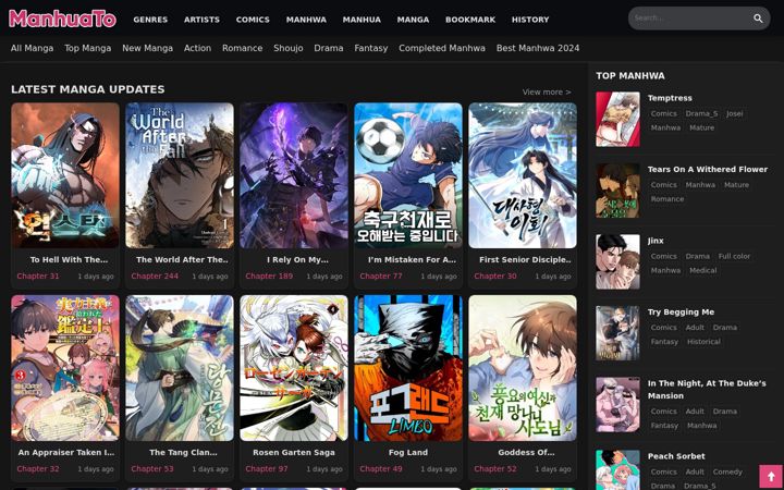 Screenshot of manhuato.com