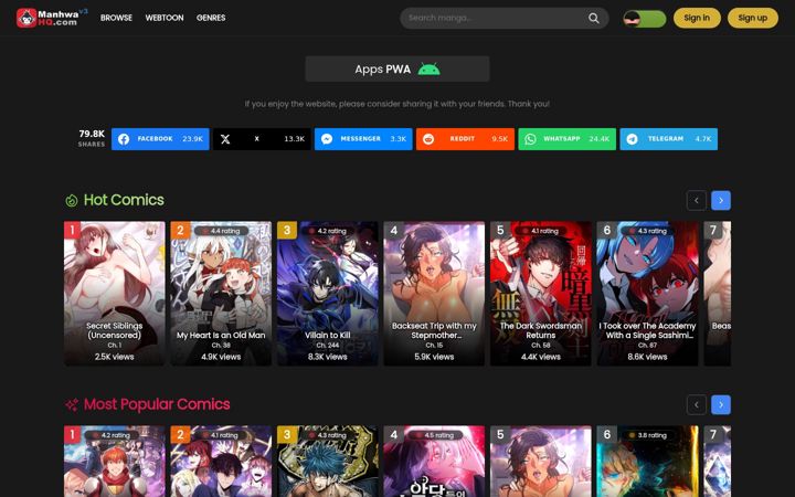Screenshot of manhwahq.com