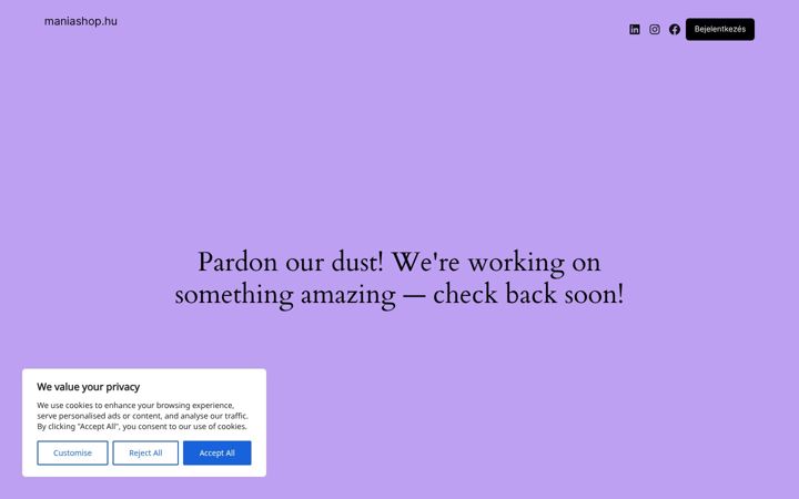 Screenshot of maniashop.hu