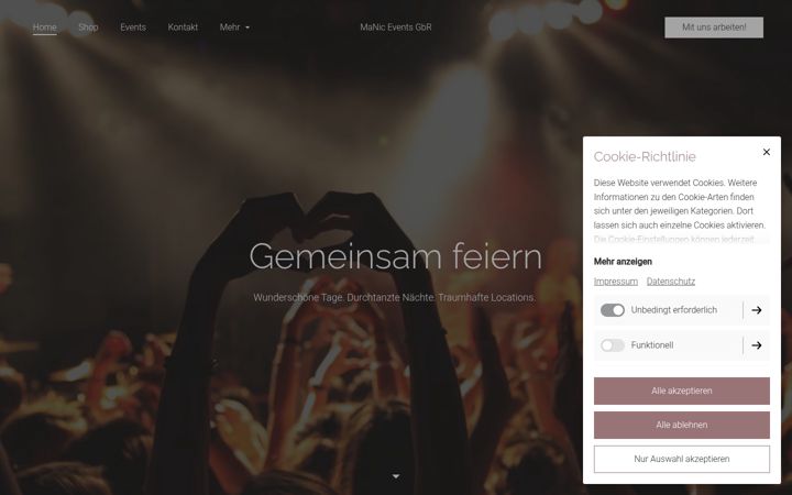 Screenshot of manic-events.de