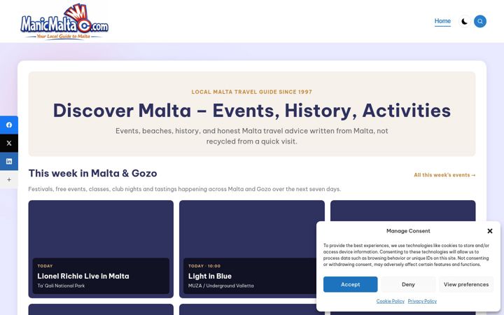 Screenshot of manicmalta.com