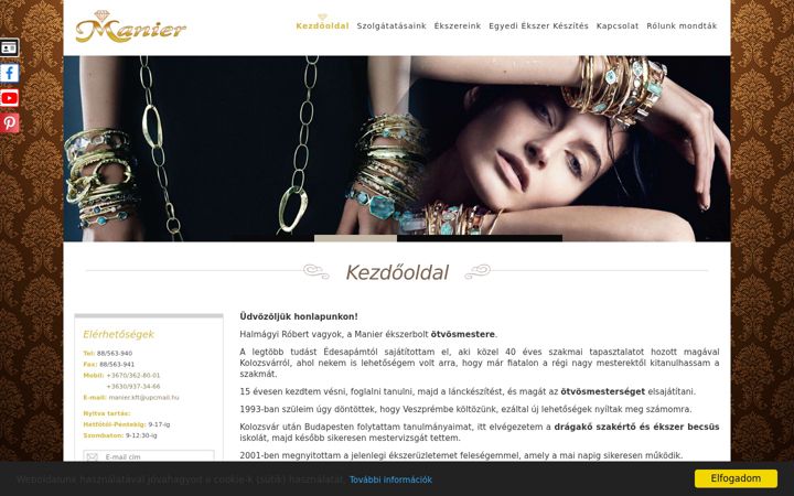 Screenshot of manierekszer.hu