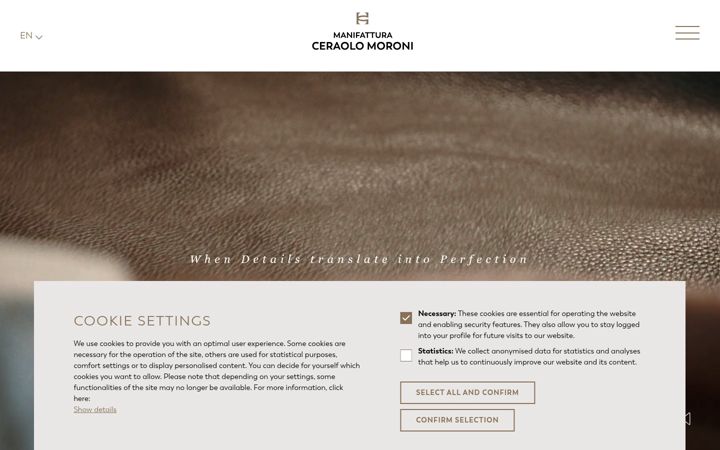 Screenshot of manifatturacm.com