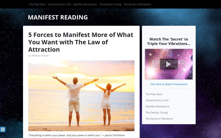 Screenshot of manifestreading.com
