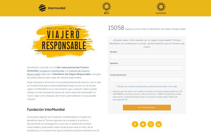 Screenshot of manifiestoviajeroresponsable.es