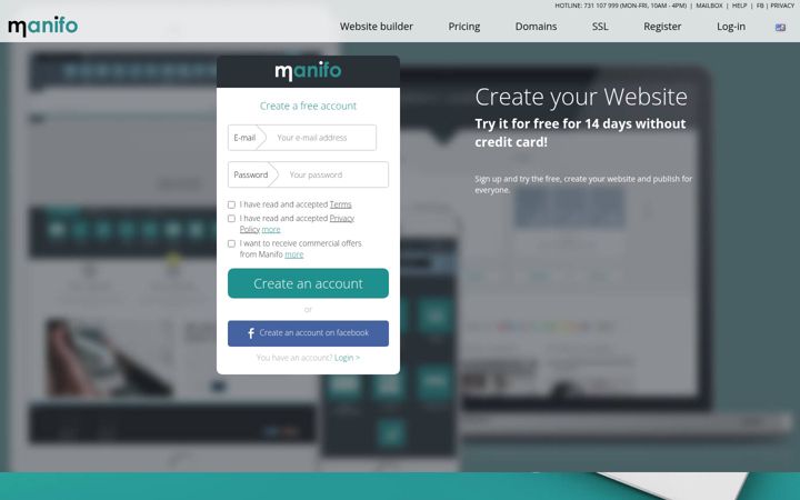 Screenshot of manifo.com