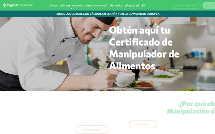 Screenshot of manipuladoralimentos.es
