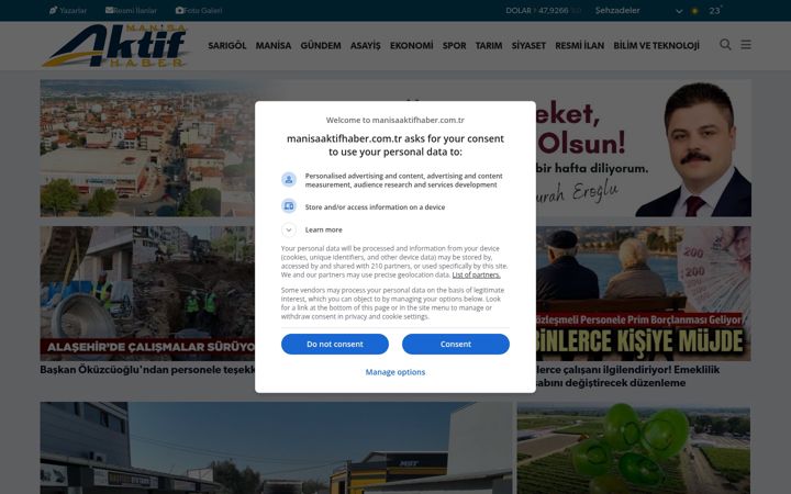 Screenshot of manisaaktifhaber.com.tr