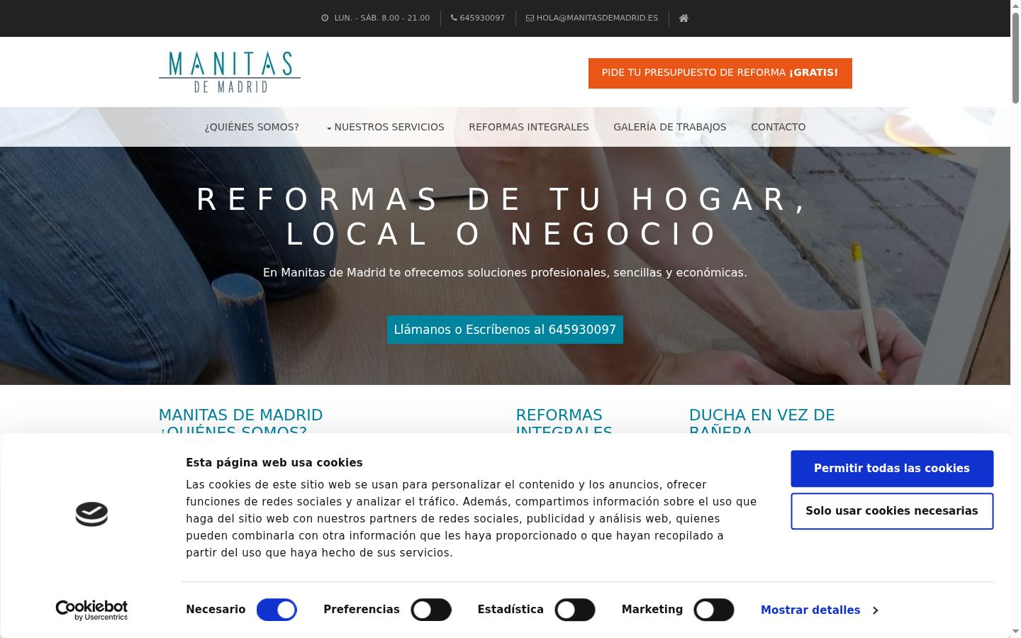 Screenshot del banner di consenso mostrato prima di qualsiasi interazione
