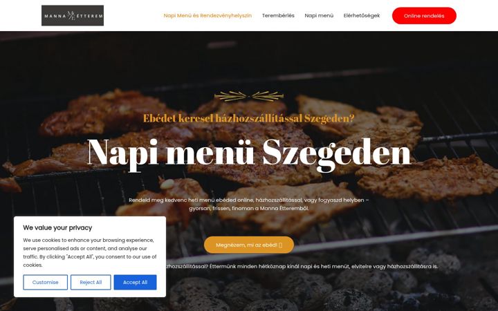 Screenshot of mannaetteremszeged.hu