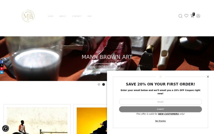 Screenshot of mannbrownart.com