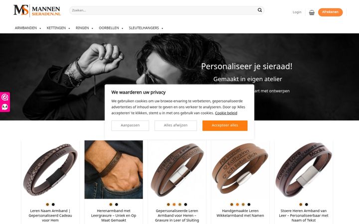 Screenshot of mannen-sieraden.nl