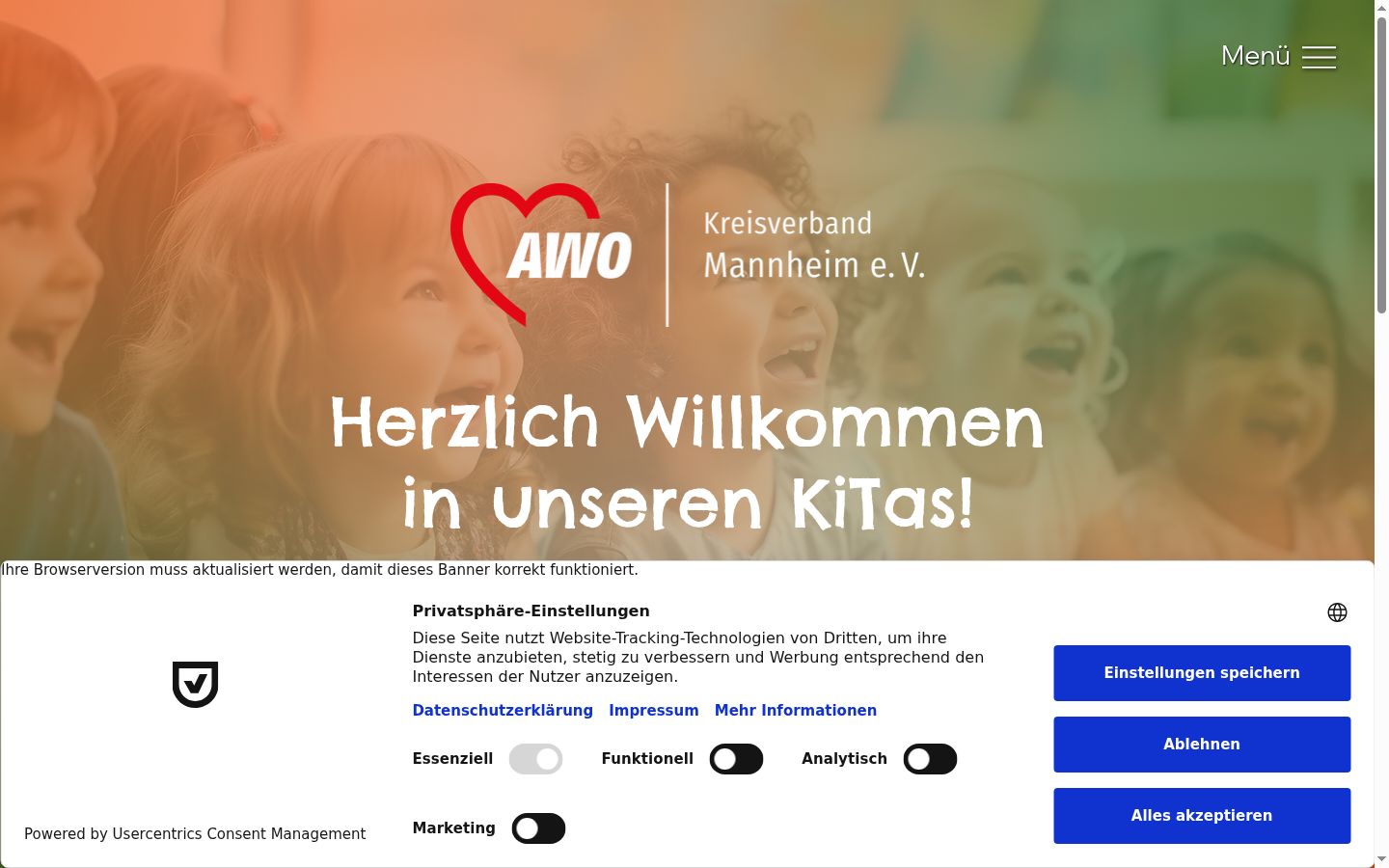 Sutikimo reklamjuostės, rodytos prieš bet kokią sąveiką, ekrano kopija