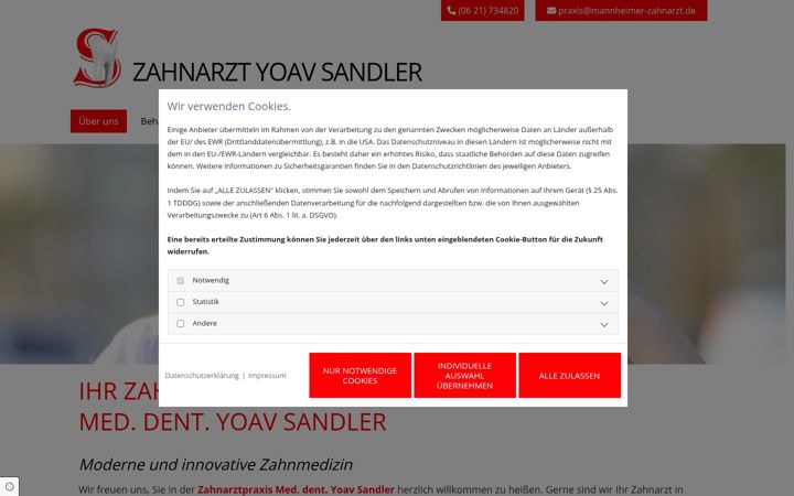 Screenshot of mannheimer-zahnarzt.de