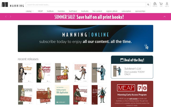 Captură de ecran a manning.com