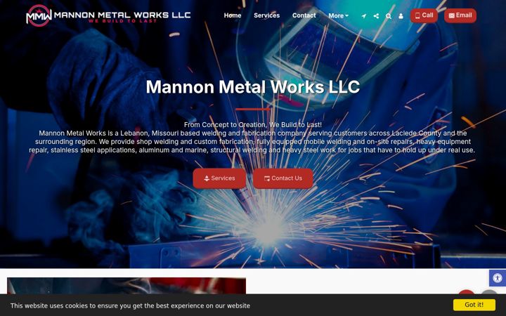 Screenshot of mannonmetalworks.com