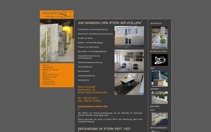 Screenshot of manns-steine.de