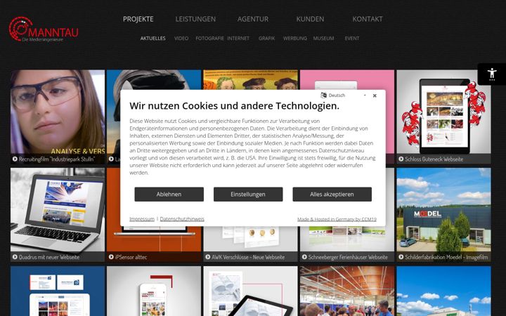 Screenshot ta' manntau.de
