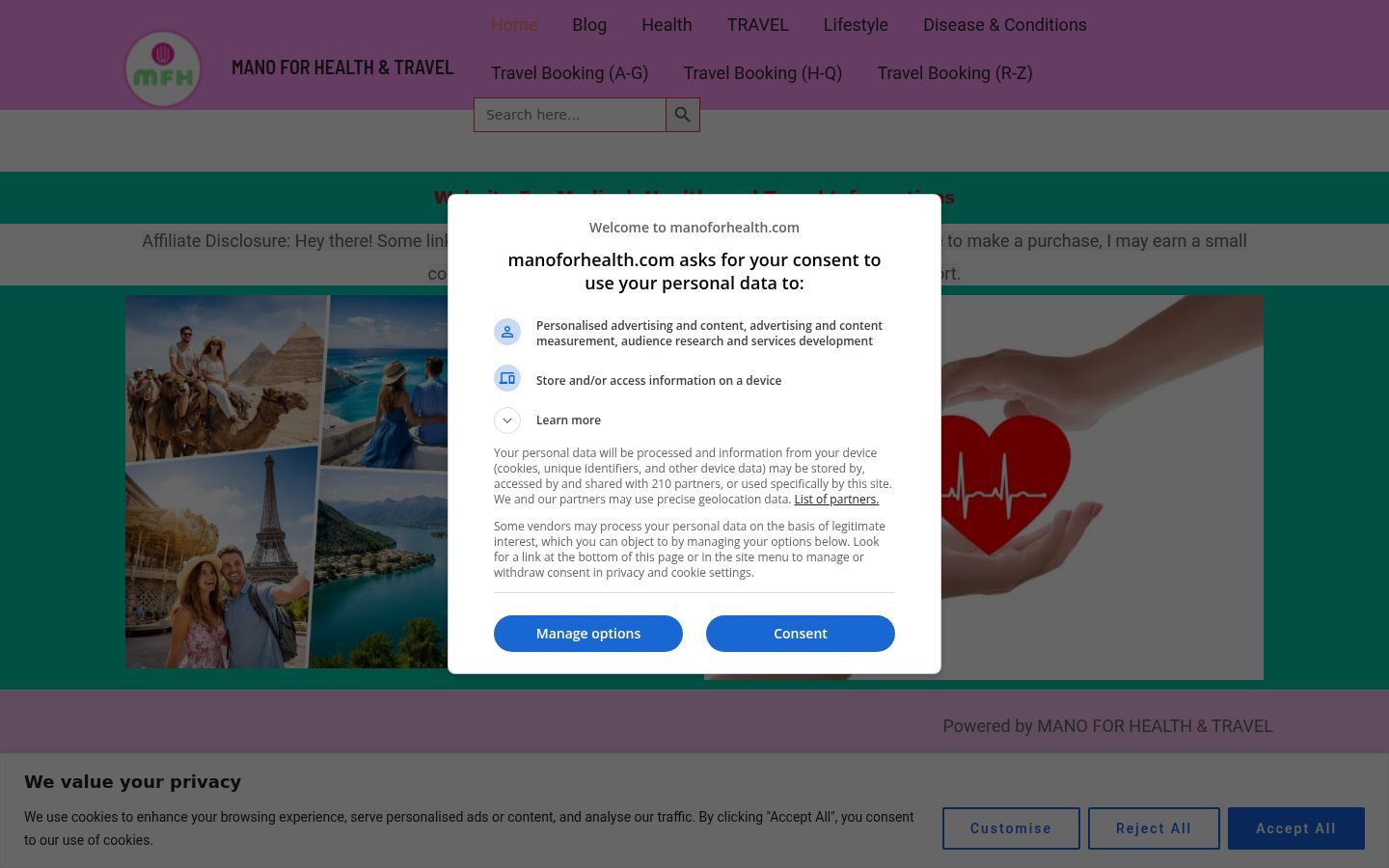 Sutikimo reklamjuostės, rodytos prieš bet kokią sąveiką, ekrano kopija