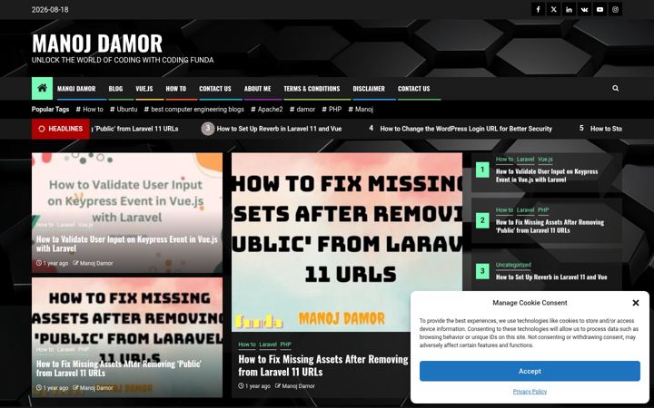 Screenshot of manojdamor.com