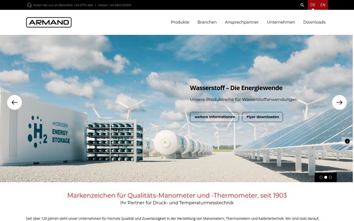 Screenshot of manometer-thermometer.de